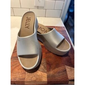 Lemon Jelly Women Metallic Champagne Platform Slide Sandals Portugal ~ SZ 39